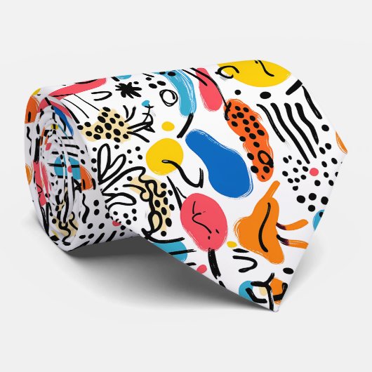 Cravate Hand-drawn Doodles Playful Pattern (Roulé)