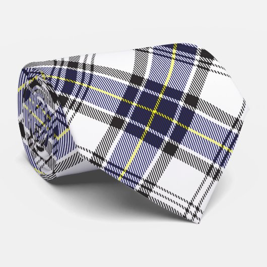 Cravate Hannay Tartan Plaid Jacquard bleu noir Motif (Roulé)