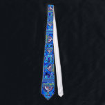 Cravate Hanoukka<br><div class="desc">Menorah avec l'étoile de David sur une cravate modelée aléatoire par Jolie Frank.</div>