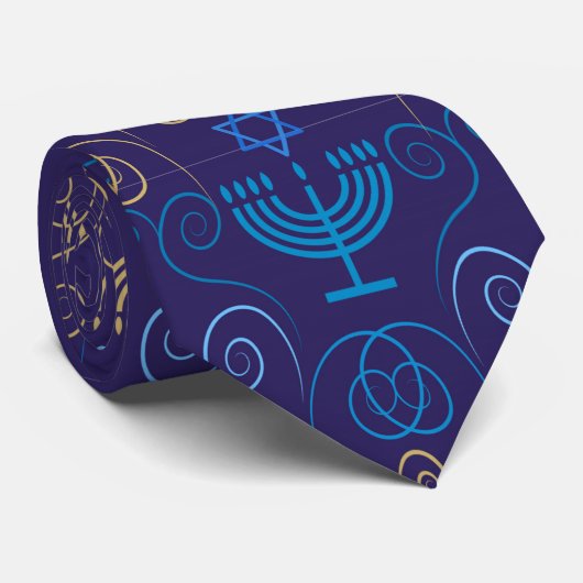 Cravate Hanoukka Festival Fête Menorah Doodle (Roulé)