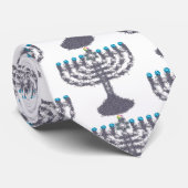 Cravate Hanoukka glam menorah hanukkiah (Roulé)