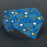 Cravate Hanoukka Menorah<br><div class="desc">Une Belle cravate Bleue Et Jaune Célébrant La Saison Hanoukka Menorah</div>