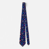 Cravate Hanukkah Festival Party Trendy Blue Doodle Pattern (Devant)
