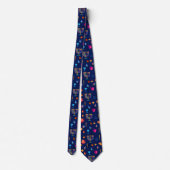 Cravate Hanukkah Festival Party Trendy Blue Doodle Pattern (Dos)