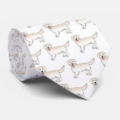Cravate Happy Cream Golden Retriever Motif de dessin de ch (Roulé)
