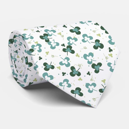 Cravate Happy Green Clover Feuille Motif d'art III (Roulé)