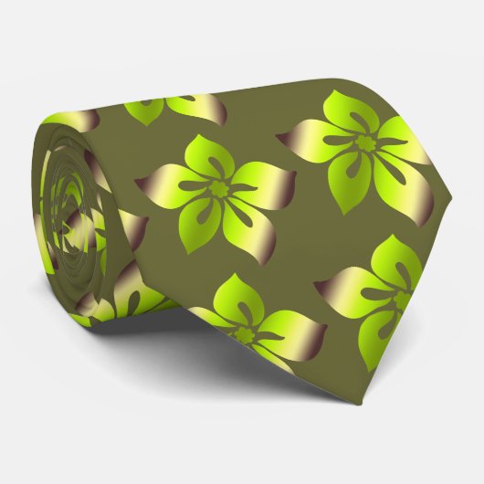 Cravate Happy Hibiscus Hawaiian imprimé recto verso (Roulé)