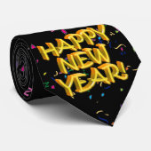 Cravate Happy New Years Glassy Yellow Text (Roulé)