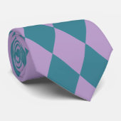 Cravate Harlequins lilas et turquoises (Roulé)