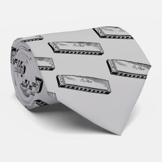 Cravate Harmonica/harpe de bleus (Roulé)