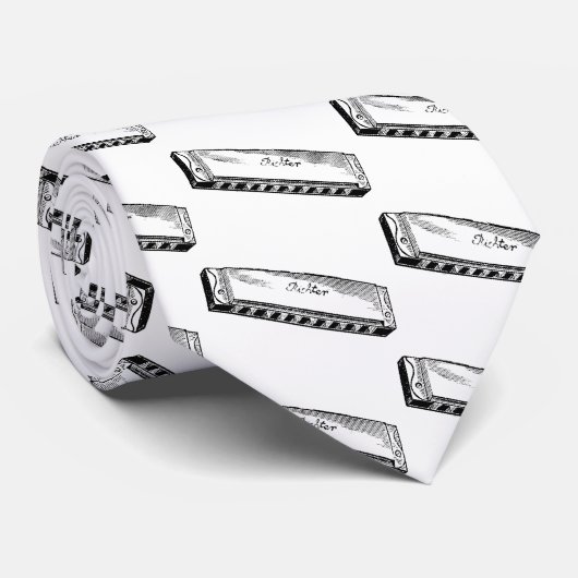 Cravate Harmonica/harpe de bleus (Roulé)