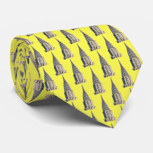 Cravate Haut du Chrysler Building NYC - B&W - jaune BG