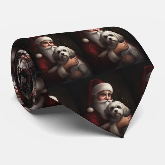 Cravate Havanais avec Noël Festif du Père Noël (Roulé)