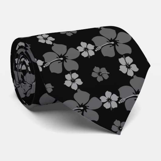 Cravate hawaïenne noire et blanche (Roulé)