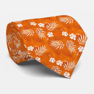 Cravate Hawaii Hibiscus Fleur Tropical Palm Leaf