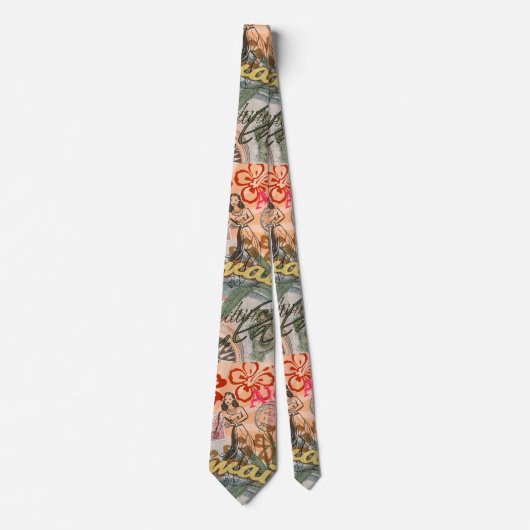 Cravate Hawaii Hula Fleur Voyage Vintage (Devant)