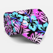 Cravate Hawaiian Flown Motif rose Aqua bleu (Roulé)