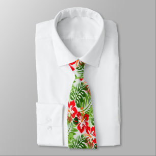 Cravate Hawaiian Flown Motif rouge vert