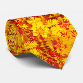 Cravate Hawaiian Print Hibiscus Fleurs Rouge (Roulé)