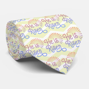 Cravate He is Risen Christian Easter Retro