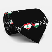 Cravate Heartbeat Lebanon Palestine Unity drapeaux. (Roulé)
