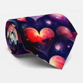 Cravate Hearts Watercolor Valentine Art (Roulé)