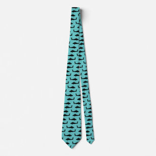 Cravate Helecoptères noirs en bleu