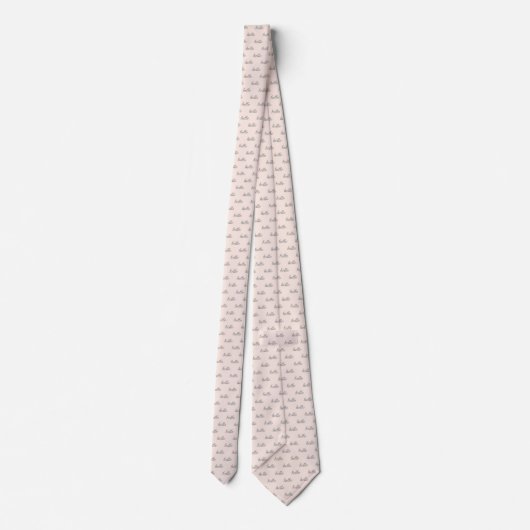 Cravate Hello mignon rose et gris fille rétro Cursive (Dos)