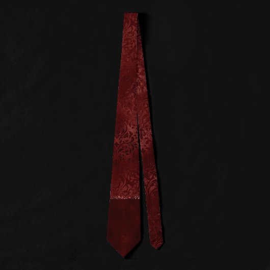Cravate Henné Romance | Red Satiny Grunge Damask