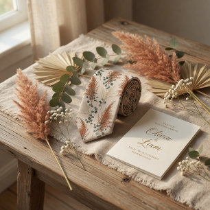 Cravate Herbe des Pampas et Eucalyptus en Terracotta
