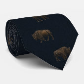 Cravate Héritage Buffalo Or Marine (Roulé)
