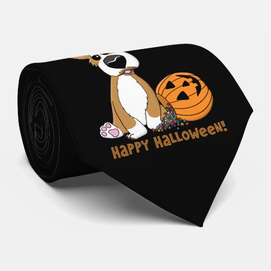 Cravate heureuse de corgi de Halloween (Roulé)