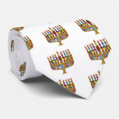 Cravate Heureux Hanoukka Dreidels Menorah (Roulé)