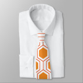 Cravate Hexagon abstract geometrical pattern en orange et (Attaché)