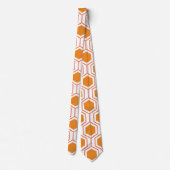 Cravate Hexagon abstract geometrical pattern en orange et (Dos)