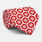 Cravate - Hexagon avec Flocon de neige en rouge (Roulé)