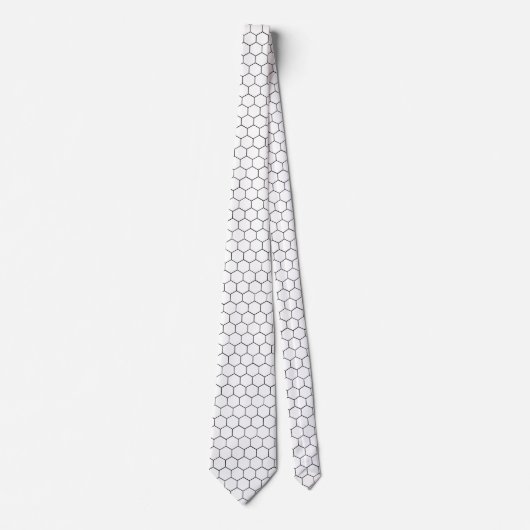 Cravate Hexagon honeycomb black and white pattern  (Devant)