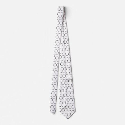 Cravate Hexagon honeycomb black and white pattern  (Dos)