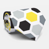 Cravate Hexagon Motif Jaune, Noir et Gris Hommes (Roulé)