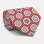 Cravate Hexagonal Kimono Imprimer, rouge et gris / gris (Roulé)