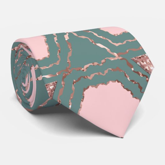 Cravate Hexagone de Honeycomb rose Turquoise Rose or (Roulé)