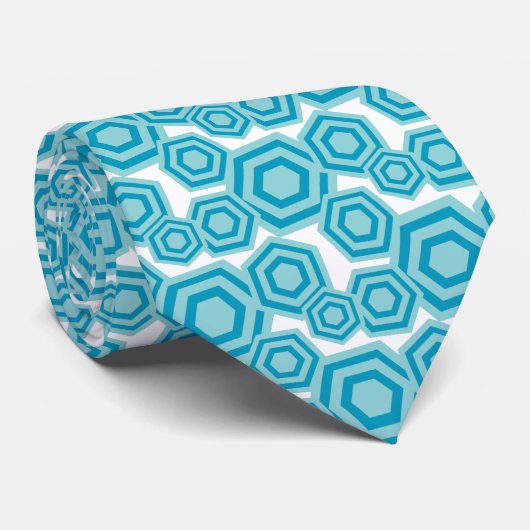 Cravate Hexagons bleu (Roulé)