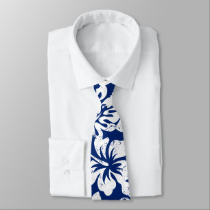 Cravate Hibiscus blanc usé tropical