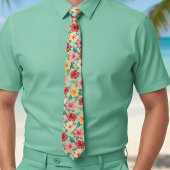 Cravate Hibiscus floral subtil Hawaïen