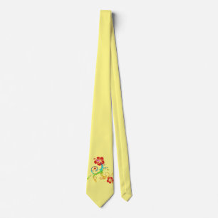 Cravate Hibiscus & Gecko Décor + votre couleur de fond