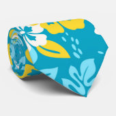 Cravate Hibiscus hawaïen bleu motif floral (Roulé)