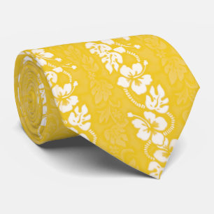 Cravate Hibiscus hawaïen jaune Mariage de fleurs d'Aloalo