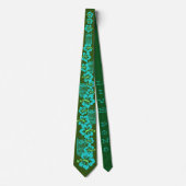 Cravate Hibiscus hawaïens et Tiki "Live Pono" Retro Green (Devant)