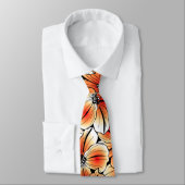 Cravate hibiscus orange (Attaché)