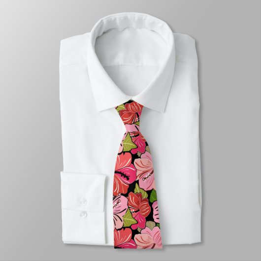 Cravate Hibiscus rose (Attaché)